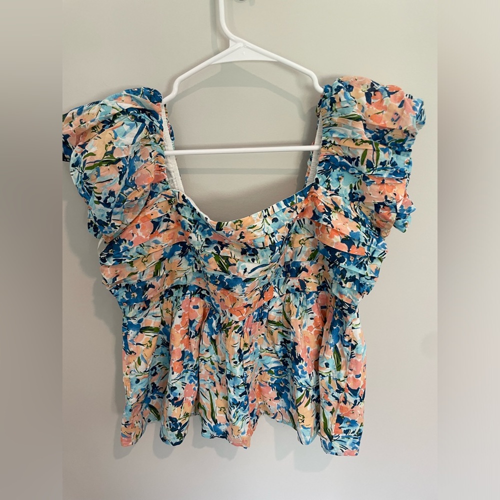 Abercrombie Floral Crop Peplum Top